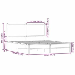 vidaXL füstös tölgy színű fém ágykeret matrac nélkül 150 x 200 cm kép