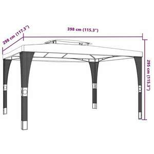 vidaXL krémszínű acél dupla tetős pavilon 3, 98 x 2, 98 m kép