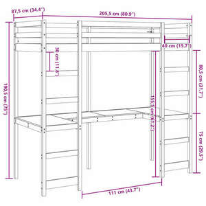 vidaXL viaszbarna tömör fenyő galériaágy-keret matrac nélkül 80x200 cm kép