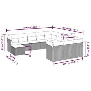 vidaXL 12 részes barna polyrattan kerti ülőgarnitúra párnákkal kép