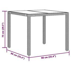 vidaXL szürke polyrattan üveglapos kerti asztal 90 x 90 x 75 cm kép