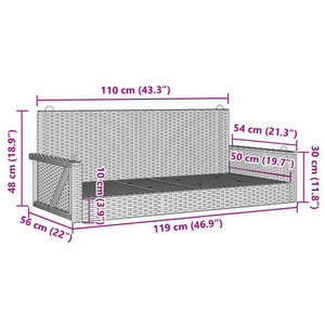 vidaXL szürke polyrattan hintapad 119x56x48 cm kép