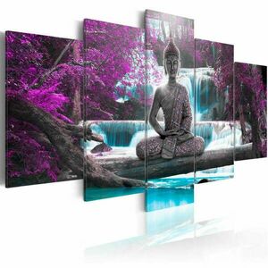 Vízesés és Buddha 225x112, 5 - vászonkép kép