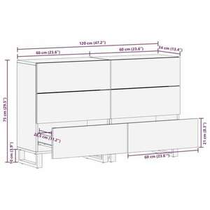 vidaXL 2 db tömör mangófa tálalószekrény 60 x 34 x 75 cm kép