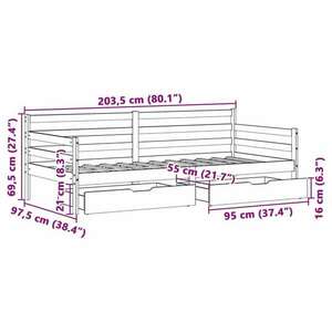 vidaXL tömör fenyőfa kanapéágy fiókkal 90 x 200 cm kép