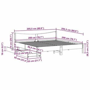 vidaXL viaszbarna tömör fenyőfa ágykeret fiókokkal 200 x 200 cm kép