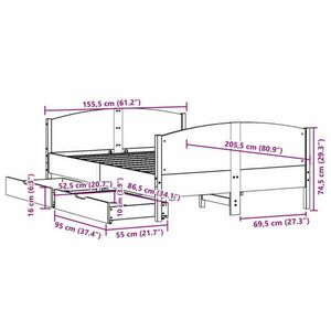 vidaXL viaszbarna tömör fenyőfa ágy matrac nélkül 150 x 200 cm kép