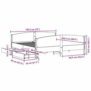 vidaXL fehér tömör fenyőfa ágy matrac nélkül 180 x 200 cm kép