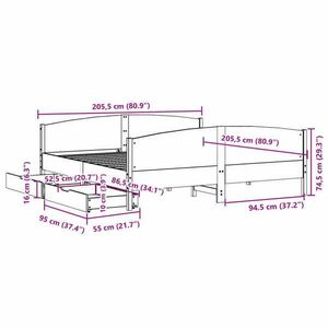 vidaXL fehér tömör fenyőfa ágy matrac nélkül 200 x 200 cm kép