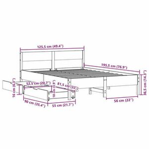 vidaXL fehér tömör fenyőfa ágy matrac nélkül 120 x 190 cm kép