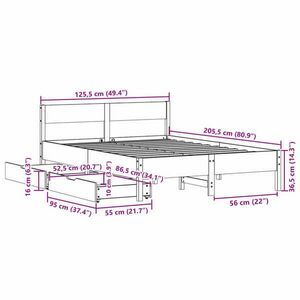 vidaXL tömör fenyőfa ágykeret ágy matrac nélkül 120 x 200 cm kép