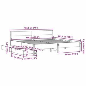 vidaXL fehér tömör fenyőfa ágy matrac nélkül 180 x 200 cm kép