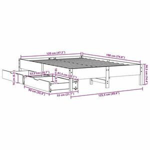 vidaXL viaszbarna tömör fenyőfa ágy matrac nélkül 120 x 190 cm kép