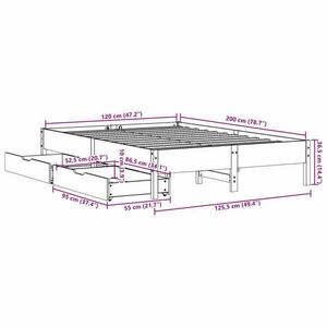 vidaXL viaszbarna tömör fenyőfa ágy matrac nélkül 120 x 200 cm kép