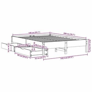 vidaXL fehér tömör fenyőfa ágy matrac nélkül 140 x 200 cm kép