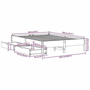 vidaXL fehér tömör fenyőfa ágy matrac nélkül 160 x 200 cm kép