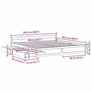 vidaXL fehér tömör fenyőfa ágy matrac nélkül 200 x 200 cm kép