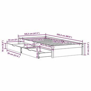 vidaXL fehér tömör fenyőfa ágy matrac nélkül 100 x 200 cm kép