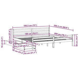 vidaXL fehér tömör fenyőfa ágy matrac nélkül 180 x 200 cm kép