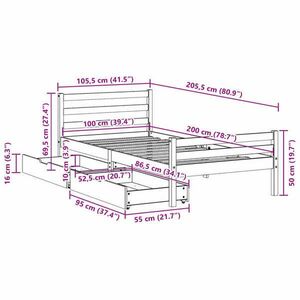 vidaXL fehér tömör fenyőfa ágy matrac nélkül 100 x 200 cm kép