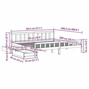 vidaXL tömör fenyőfa ágy matrac nélkül 180 x 200 cm kép