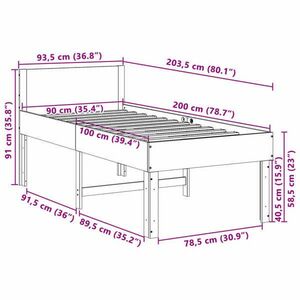 vidaXL tömör fenyőfa ágy matrac nélkül 90 x 200 cm kép