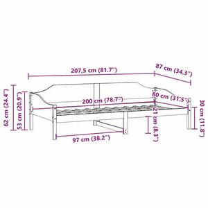 vidaXL fehér tömör fenyő ágykeret matrac nélkül 80 x 200 cm kép