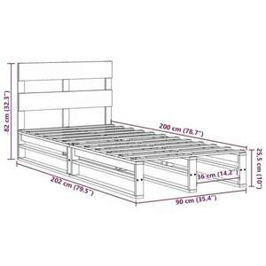 vidaXL fehér tömör fenyőfa ágy matrac nélkül 90 x 200 cm kép