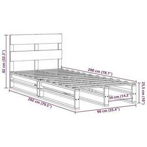 vidaXL tömör fenyőfa ágy matrac nélkül 90 x 200 cm kép