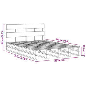 vidaXL viaszbarna tömör fenyőfa ágy matrac nélkül 140 x 190 cm kép