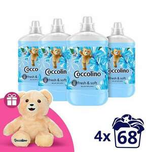 Coccolino Blue Splash Öblítő koncentrátum 272 mosás (4x1700ml) + Ajándék Coccolino Maci - kép