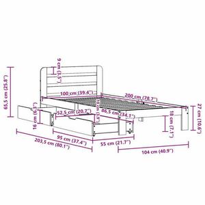 vidaXL fehér tömör fenyőfa ágy matrac nélkül 100 x 200 cm kép