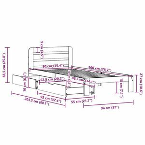 vidaXL fehér tömör fenyőfa ágy matrac nélkül 90 x 200 cm kép