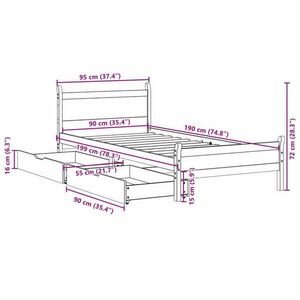 vidaXL fehér tömör fenyőfa ágykeret matrac nélkül 90 x 190 cm kép