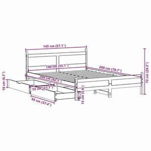 vidaXL fehér tömör fenyőfa ágy matrac nélkül 140 x 200 cm kép