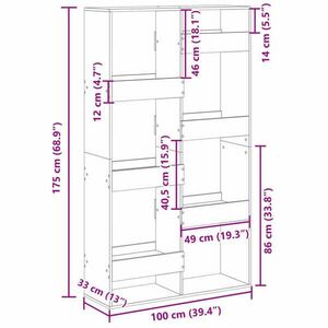 vidaXL fehér szerelt fa könyvespolc 100 x 33 x 175 cm kép