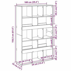 vidaXL antik fa színű szerelt fa könyvespolc 100 x 33 x 156, 5 cm kép