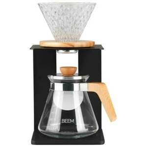 BEEM Pour Over kávéfőző, kávéfőző készlet, kézi kávéfőzéshez, űrtartalom 500 ml, kancsó és üvegszűrő, elegáns szűrőtartó, minimalista design, fekete kép