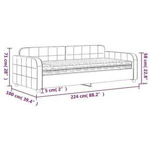 vidaXL sötétszürke bársony heverő matraccal 90 x 200 cm kép