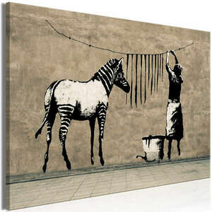 Banksy: Mosó Zebra betonra (1 rész) Széles 60x40 - vászonkép kép