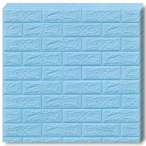 60x Teno® 3D Brick Wallpaper készlet, fedofelület 31, 8 nm, öntapadós, vízálló, könnyen felszerelheto, modern kivitelu, 70x77 cm, kék kép