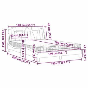 vidaXL fekete műbőr ágy matraccal 140 x 190 cm kép