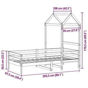 vidaXL tömör fenyőfa kanapéágy tetővel 90 x 200 cm kép