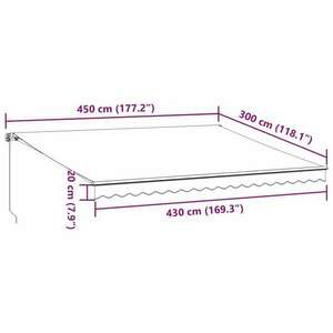 vidaXL antracitszürke-fehér kézzel kihúzható napellenző 450 x 300 cm kép