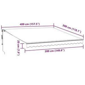 vidaXL antracitszürke-fehér automata kihúzható napellenző 400 x 300 cm kép