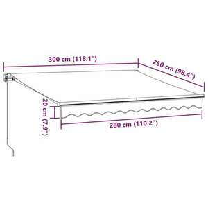 vidaXL barna kézzel kihúzható LED-es napellenző 300 x 250 cm kép