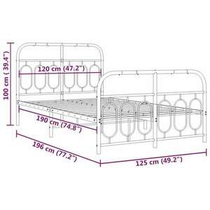 vidaXL fehér fém ágykeret fej- és lábtámlával 120 x 190 cm kép