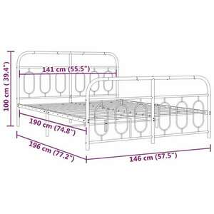 vidaXL fekete fém ágykeret fej- és lábtámlával 140 x 190 cm kép