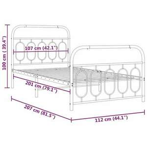 vidaXL fekete fém ágykeret fej- és lábtámlával 107 x 203 cm kép