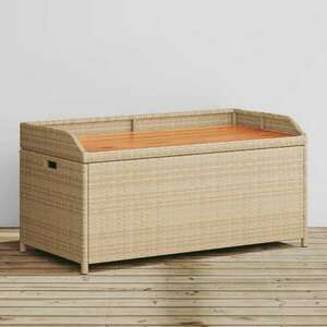 vidaXL bézs polyrattan és akácfa tárolópad 100 x 50 x 52 cm kép